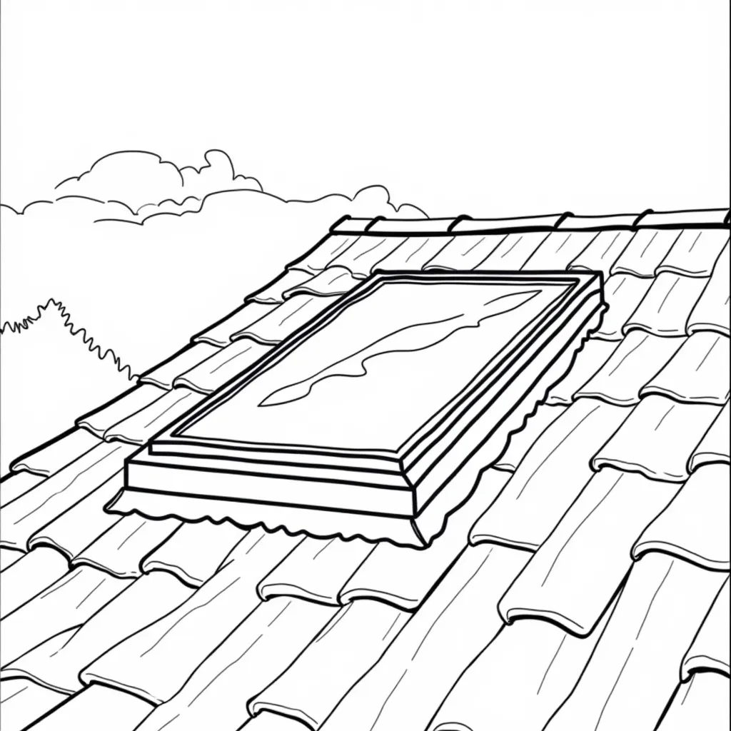 A shape skylight on roof coloring pages