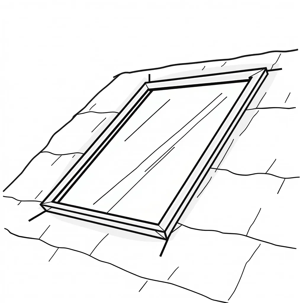 A shape skylight with double glass on roof coloring pages