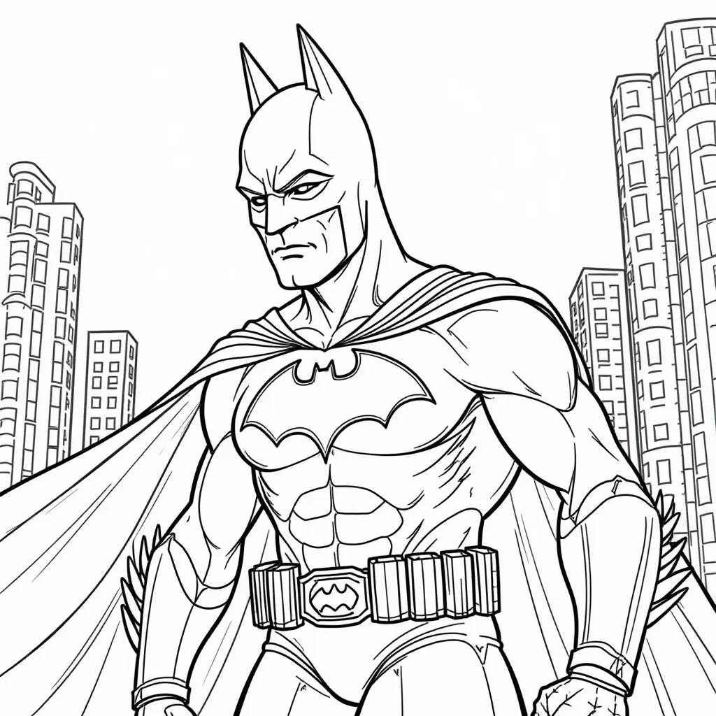 Batman fights crime in Gotham City صفحات التلوين