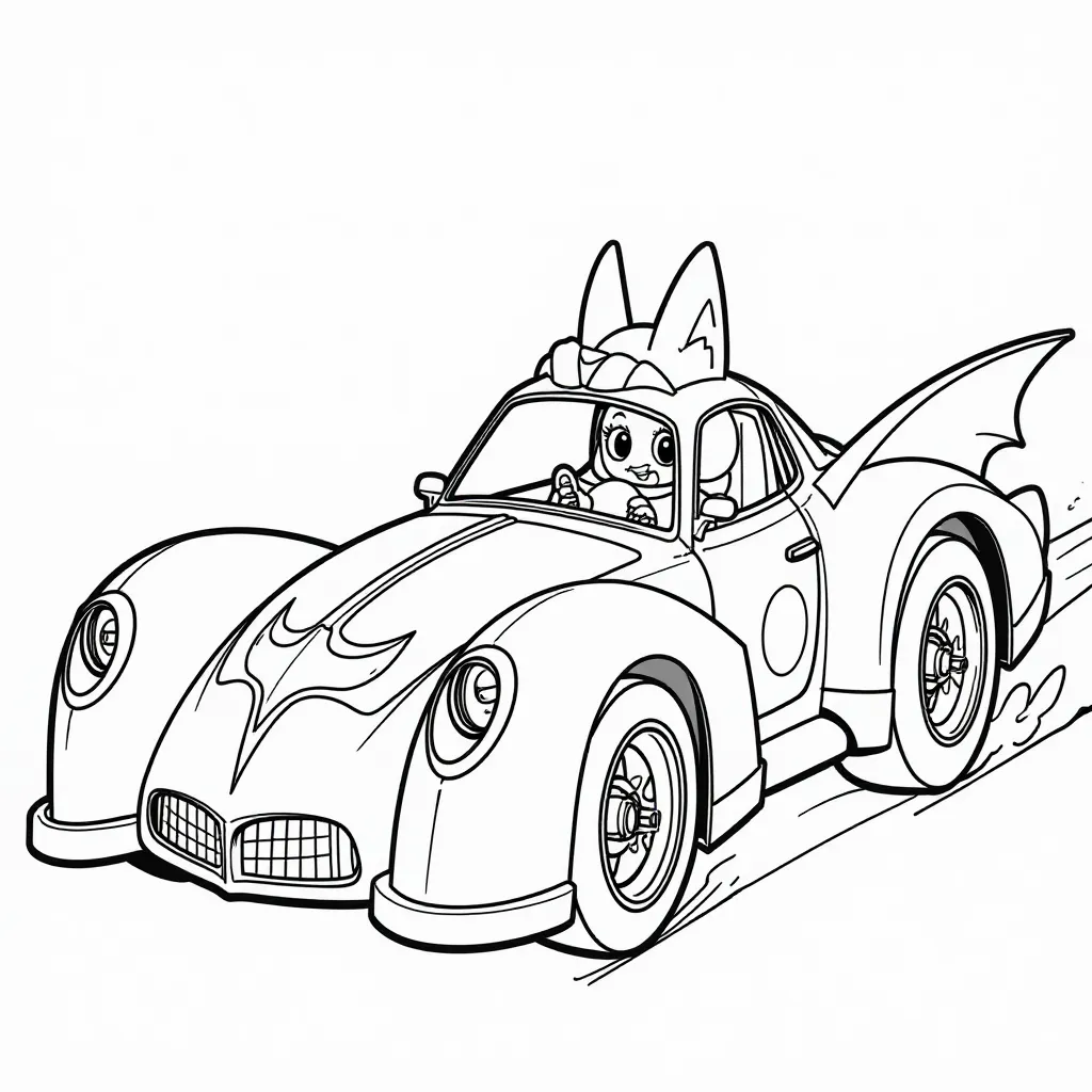 Batman has a cool Batmobile صفحات التلوين