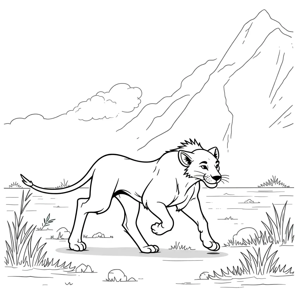 The hyenas chase after Simba صفحات التلوين