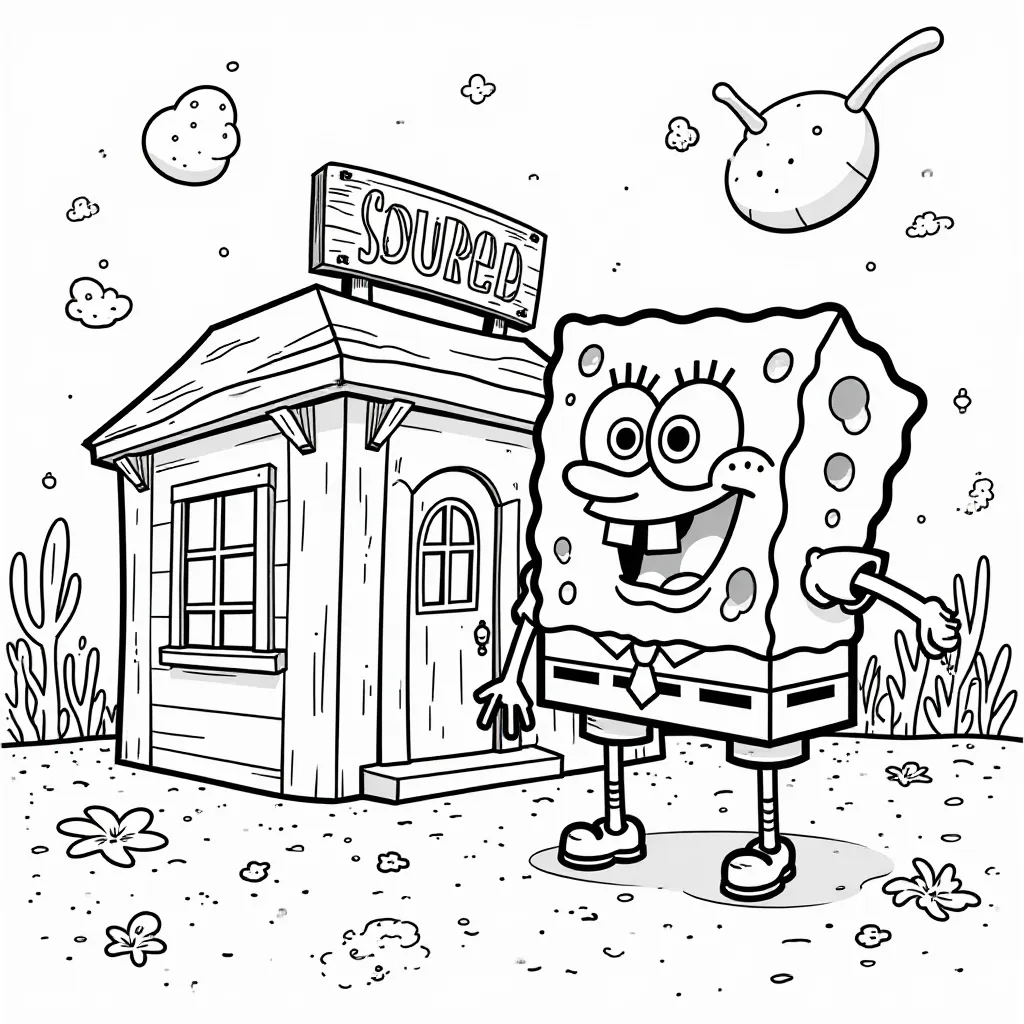 SpongeBob works at the Krusty Krab صفحات التلوين