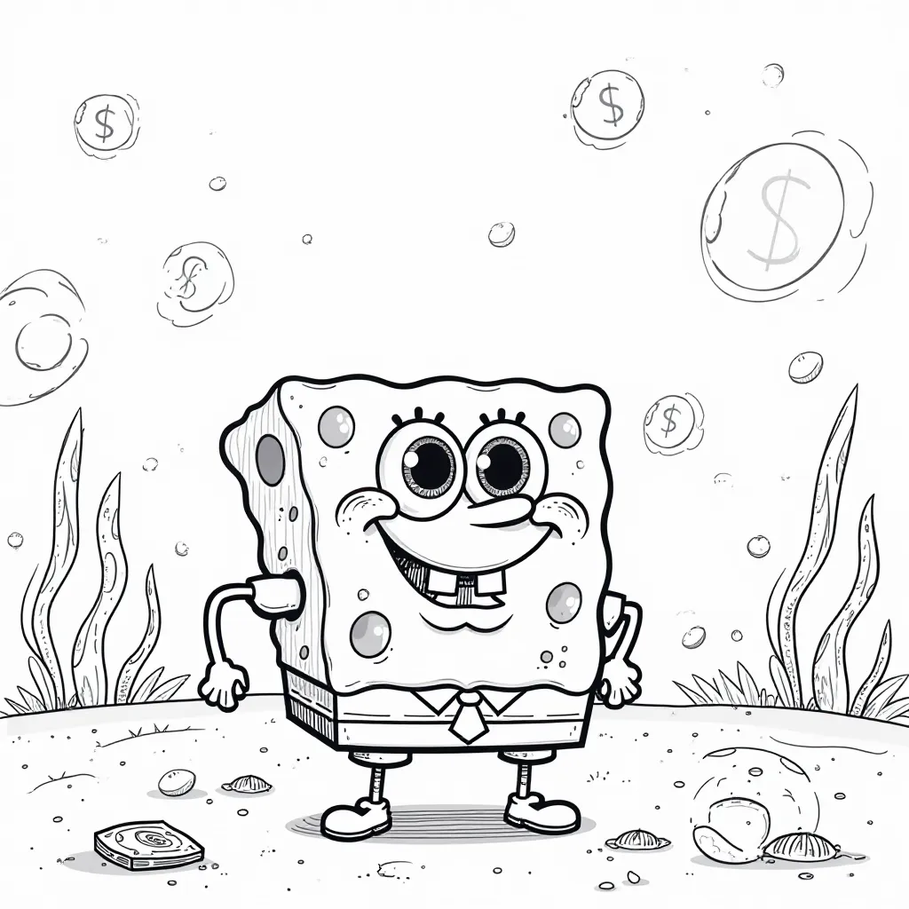 Mr Krabs loves money صفحات التلوين
