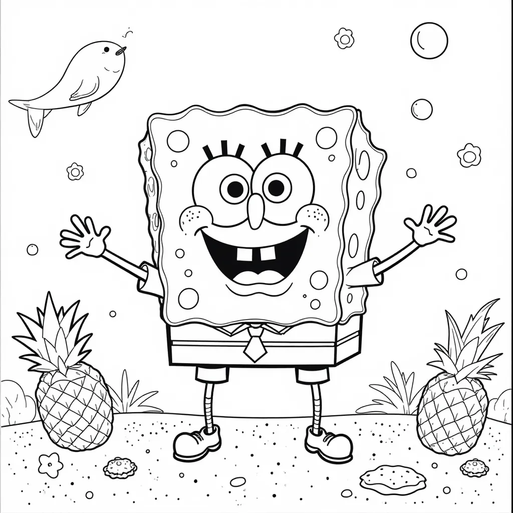 SpongeBob lives in a pineapple under the sea صفحات التلوين