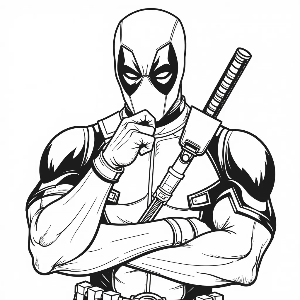 Deadpool "The Thinker" Pose صفحات التلوين
