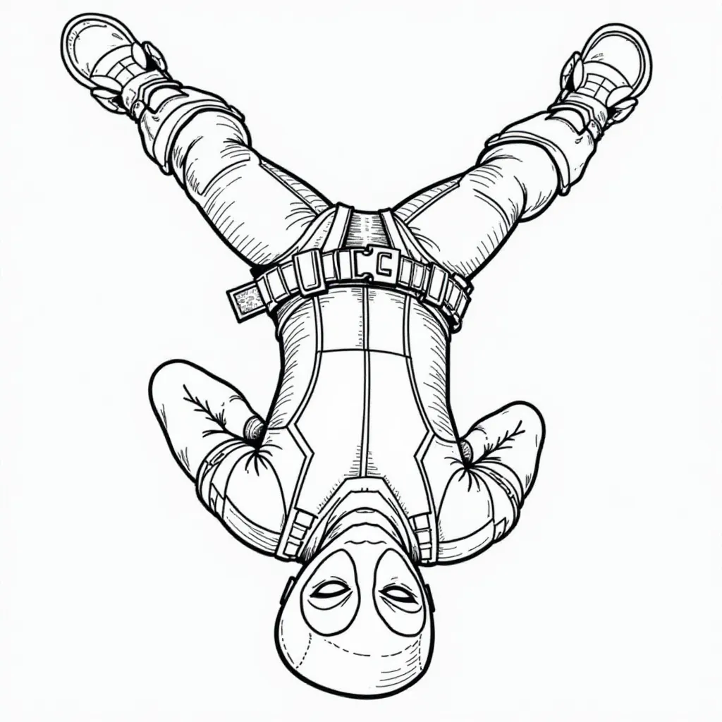 Deadpool Upside Down Pose HD صفحات التلوين