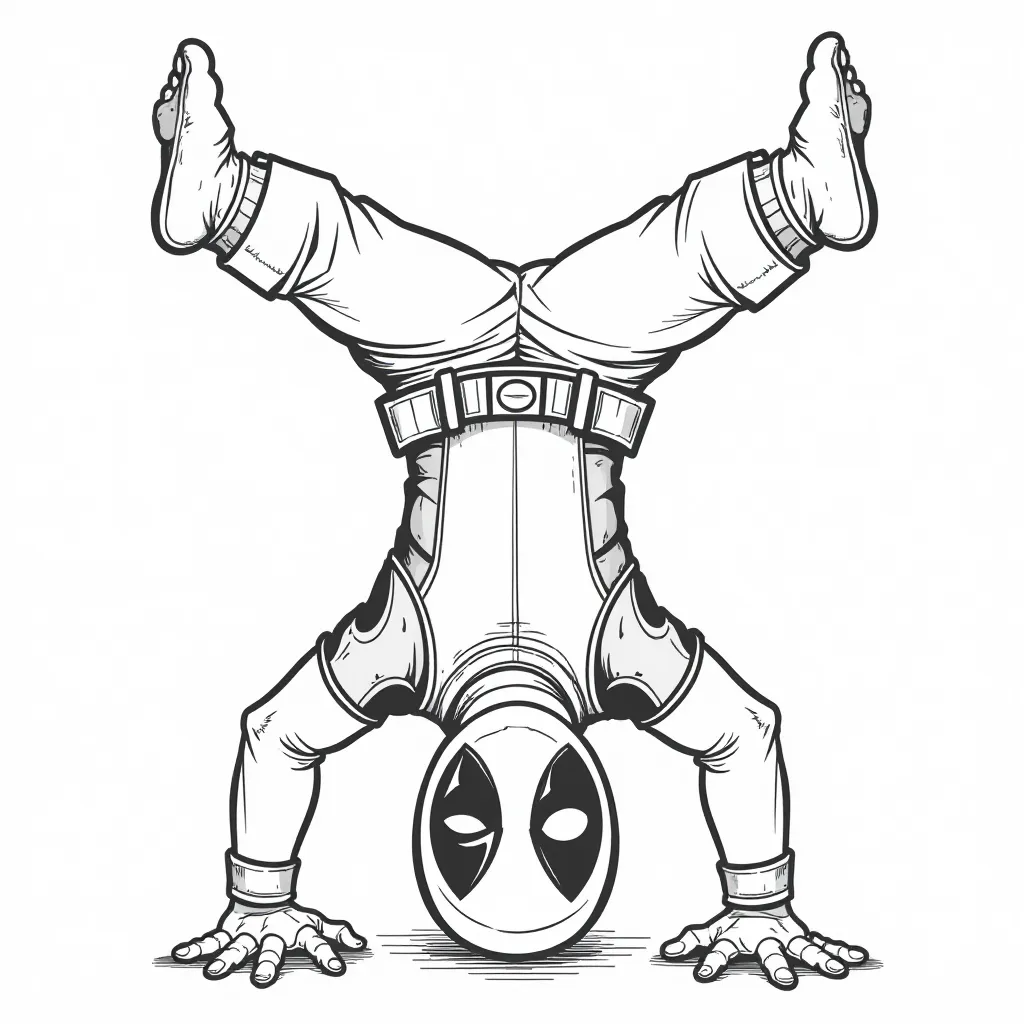 Deadpool Upside Down Tree Pose HD صفحات التلوين