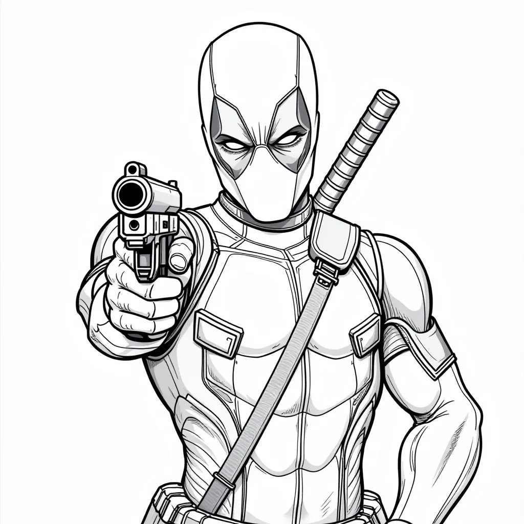 Deadpool Gun Pose HD صفحات التلوين