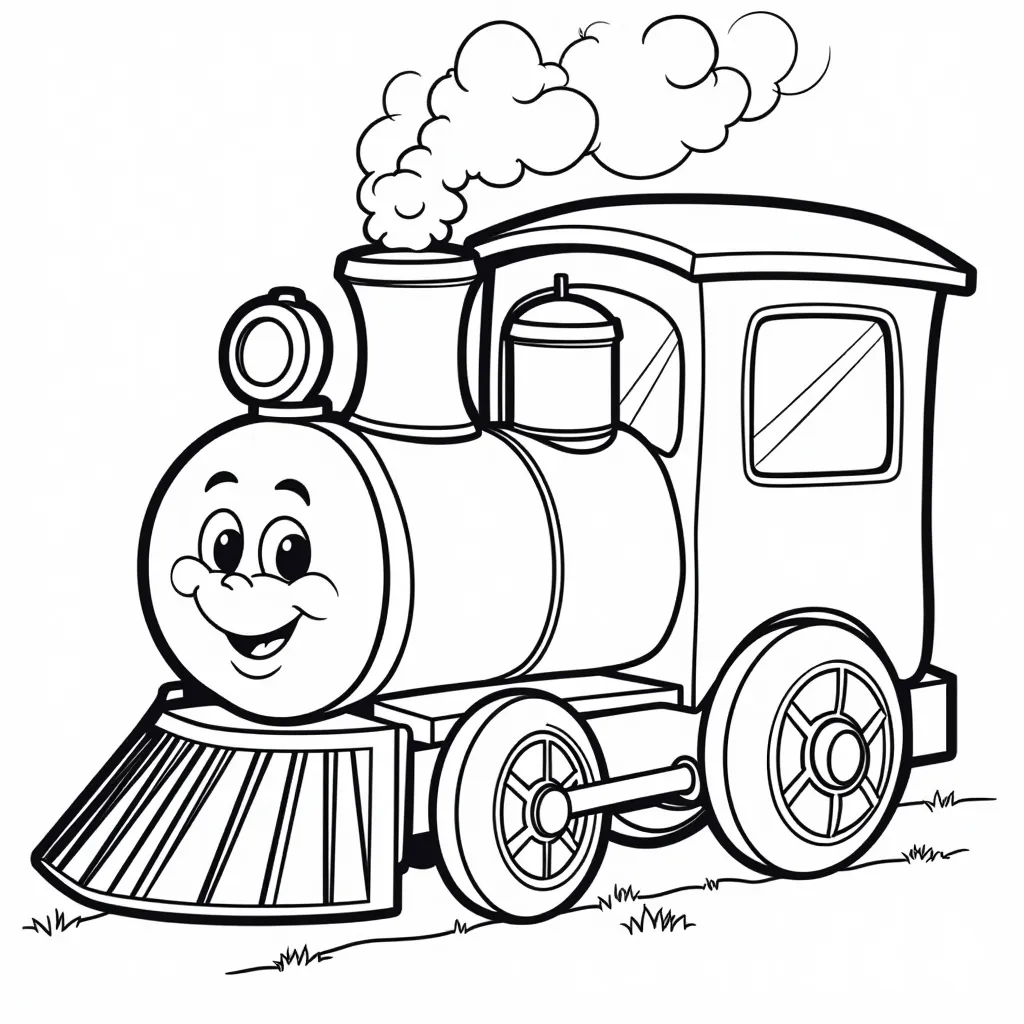 Boy in train coloring pages