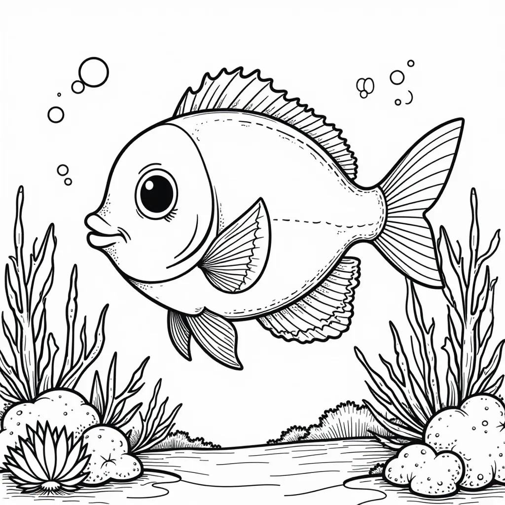 Fish in a Coral Reef Páginas para Colorear
