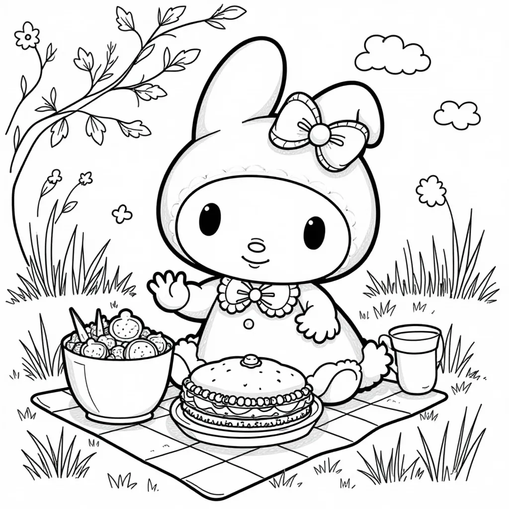 My Melody picnic  HD صفحات التلوين