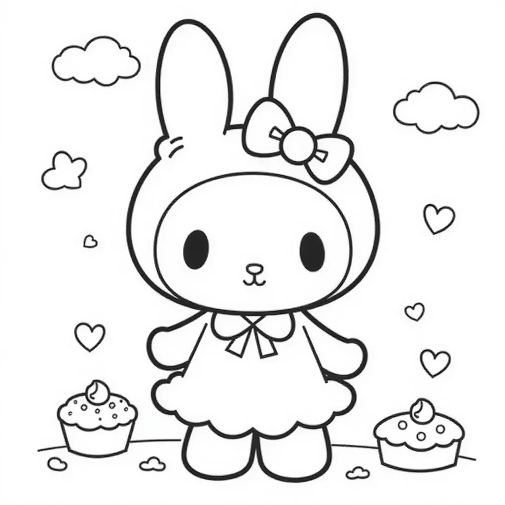 My Melody with sweets HD صفحات التلوين