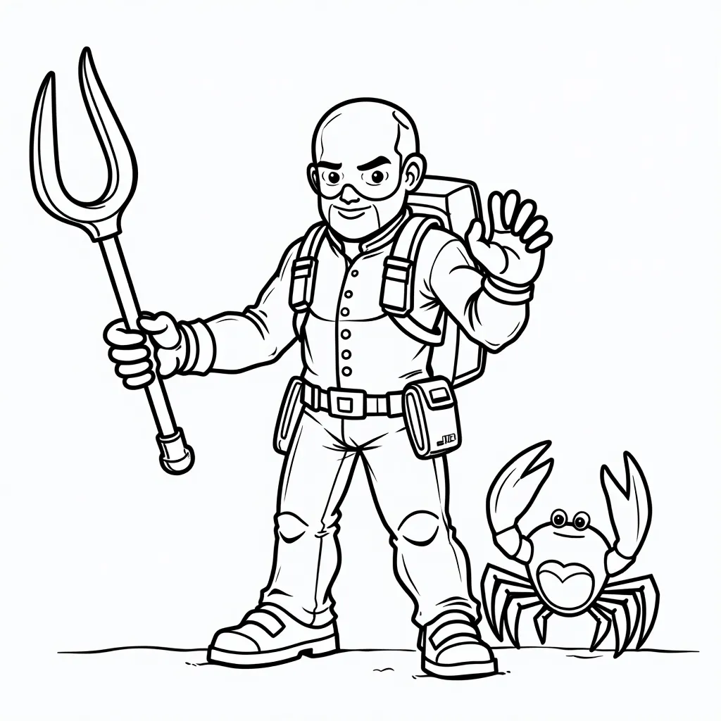 gordon freeman from half life holding a crowbar and a headcrab coloring pages