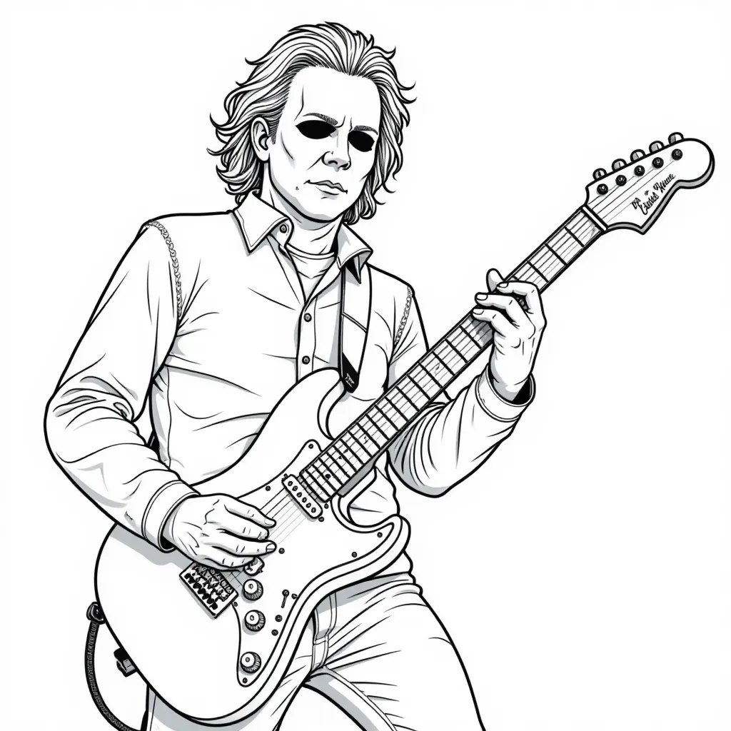michael myers playing guitar Páginas para Colorear