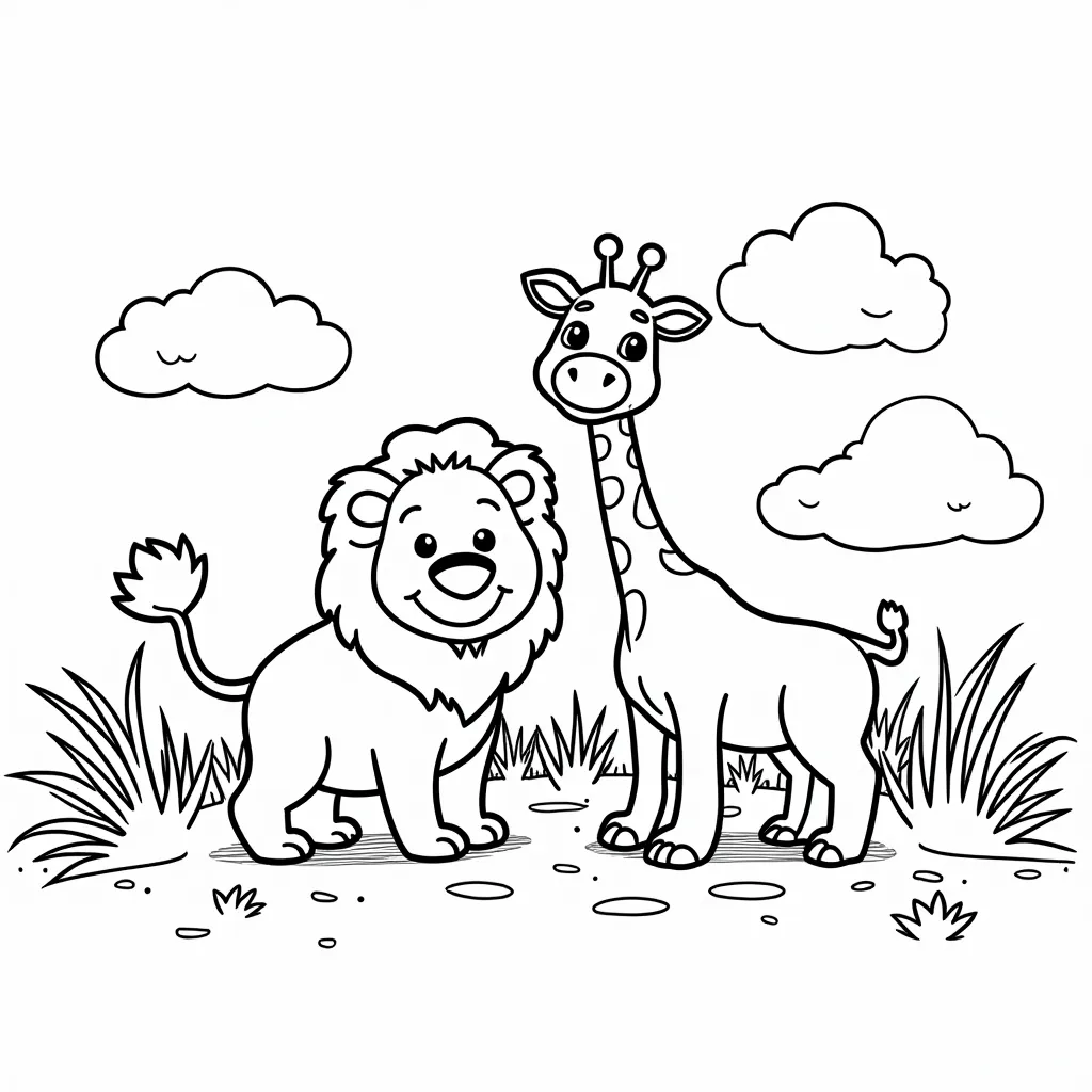 Jungle with animals  coloring pages