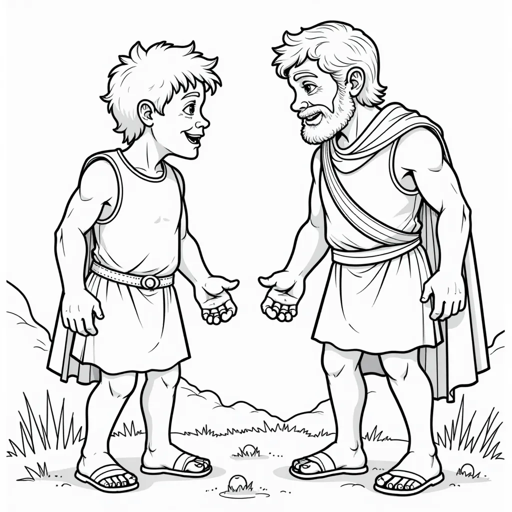David and Goliath facing each other  صفحات التلوين