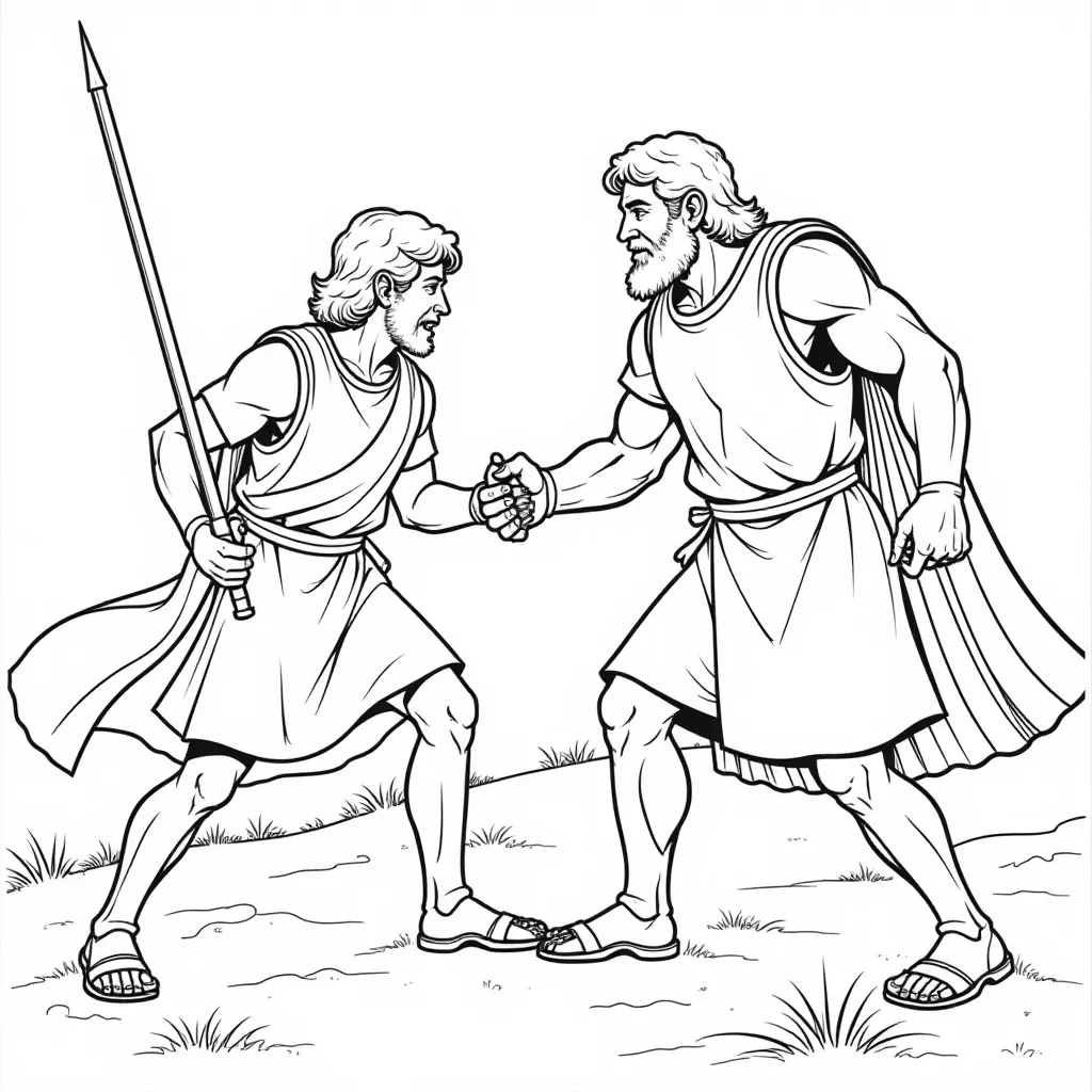 David defeating Goliath صفحات التلوين