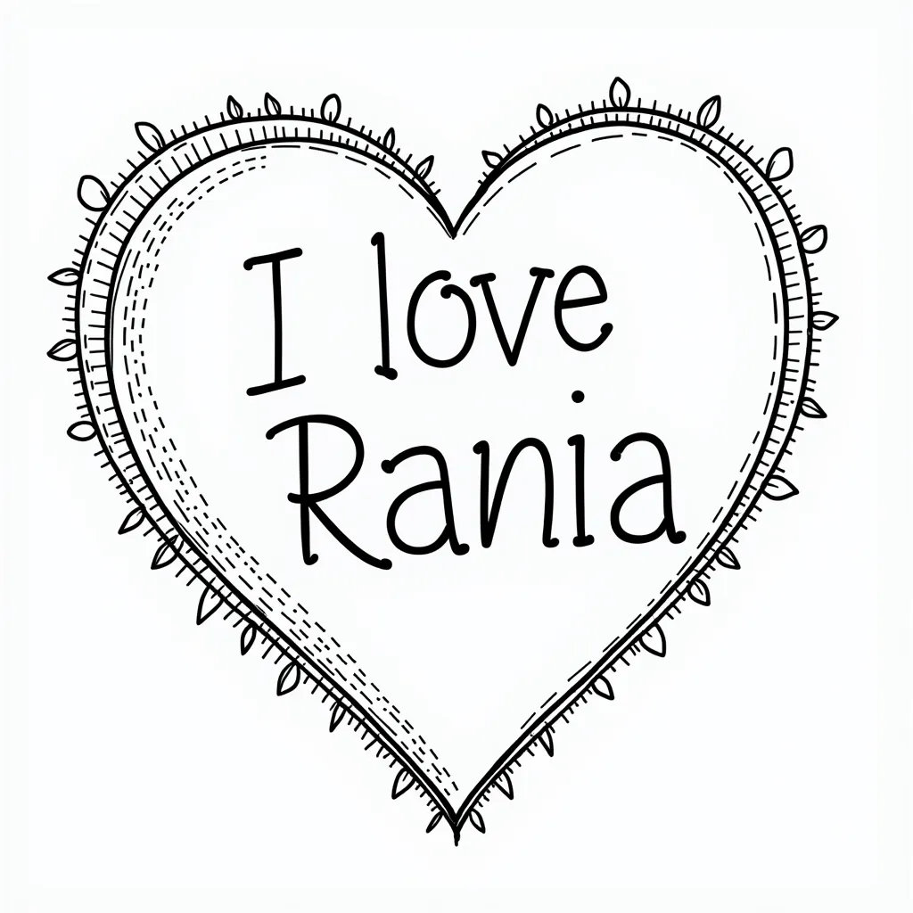 Heart and text I love rania coloring pages