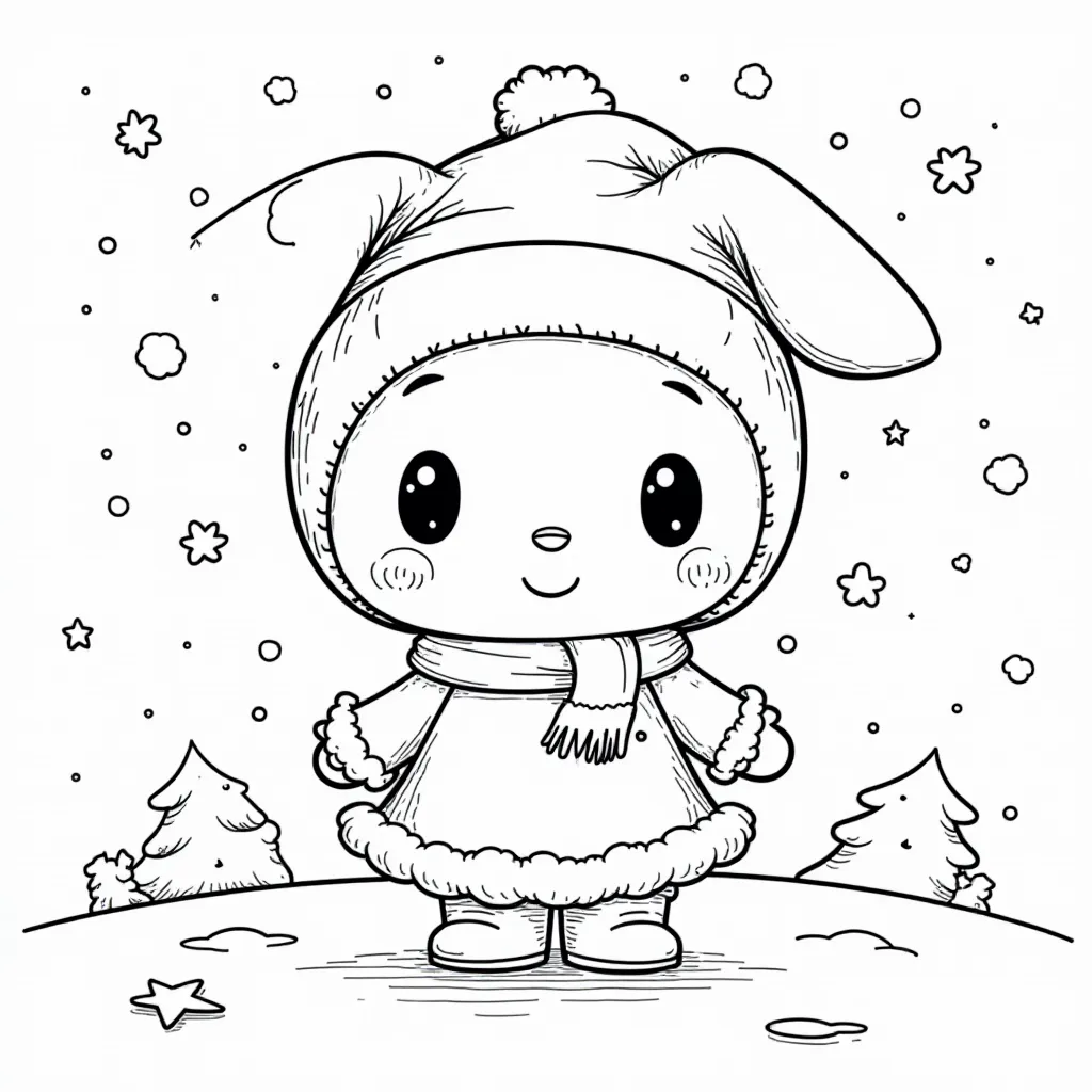 My Melody Winter Snow صفحات التلوين