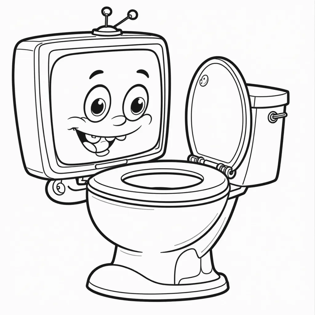 Skibidi Toilet with TV Man صفحات التلوين