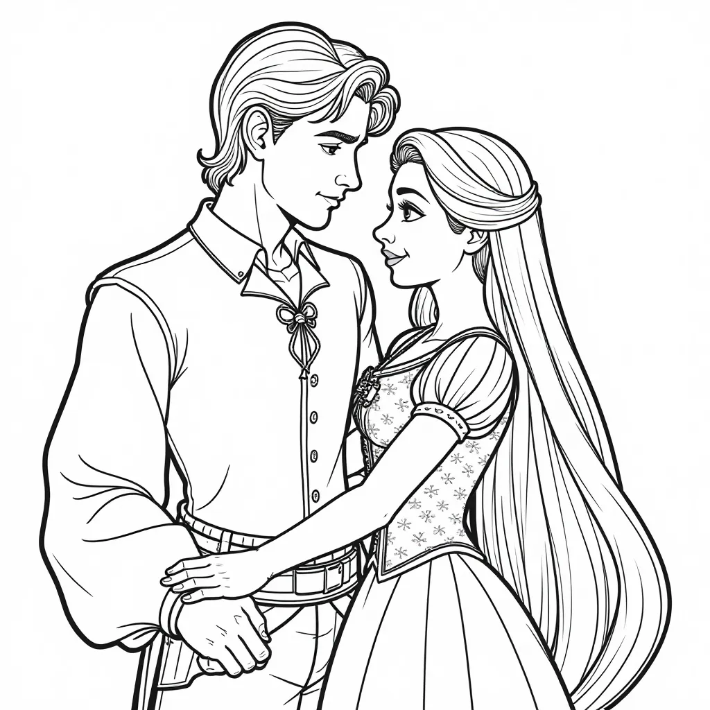 Rapunzel with Flynn Rider  صفحات التلوين