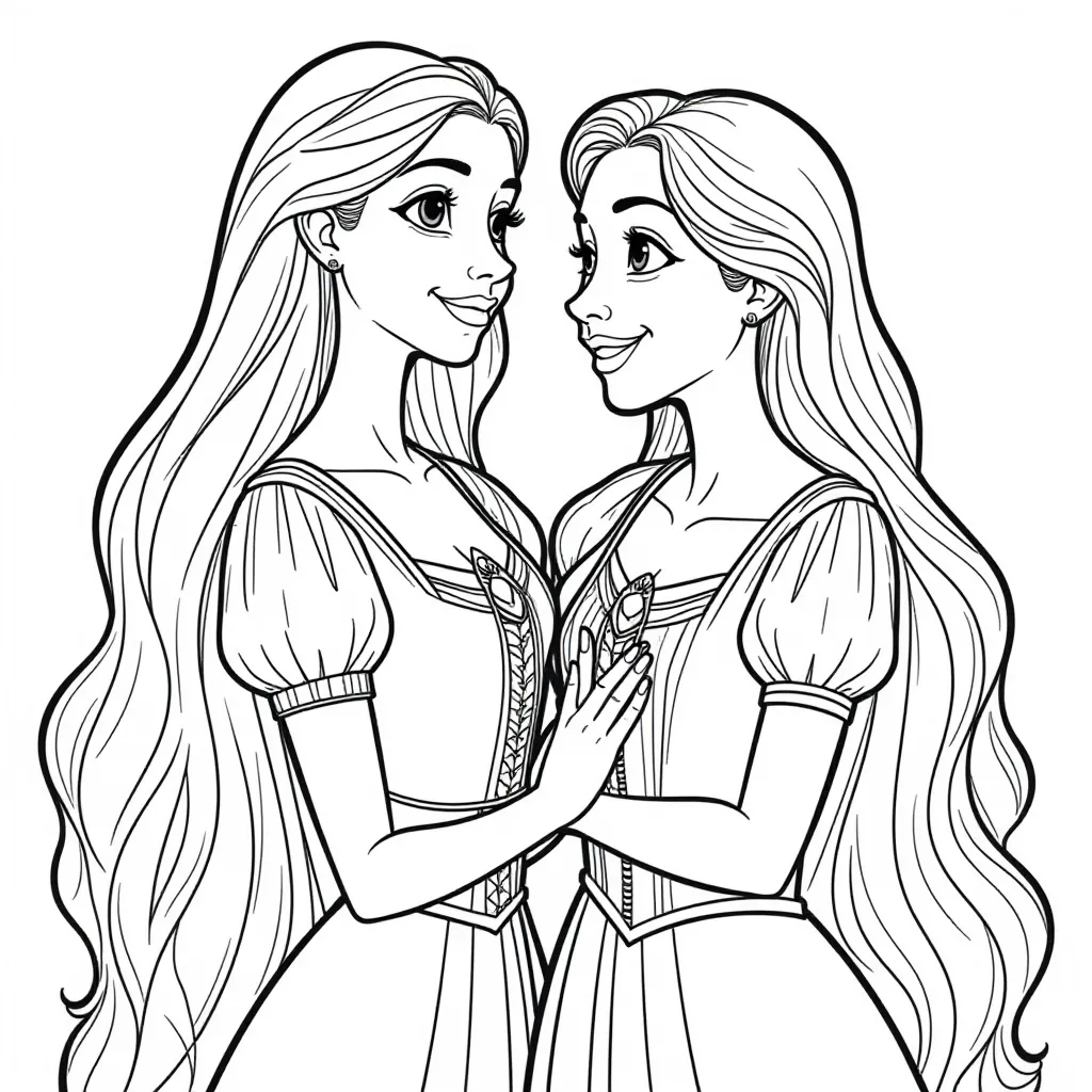 Rapunzel with Mother Gothel  صفحات التلوين