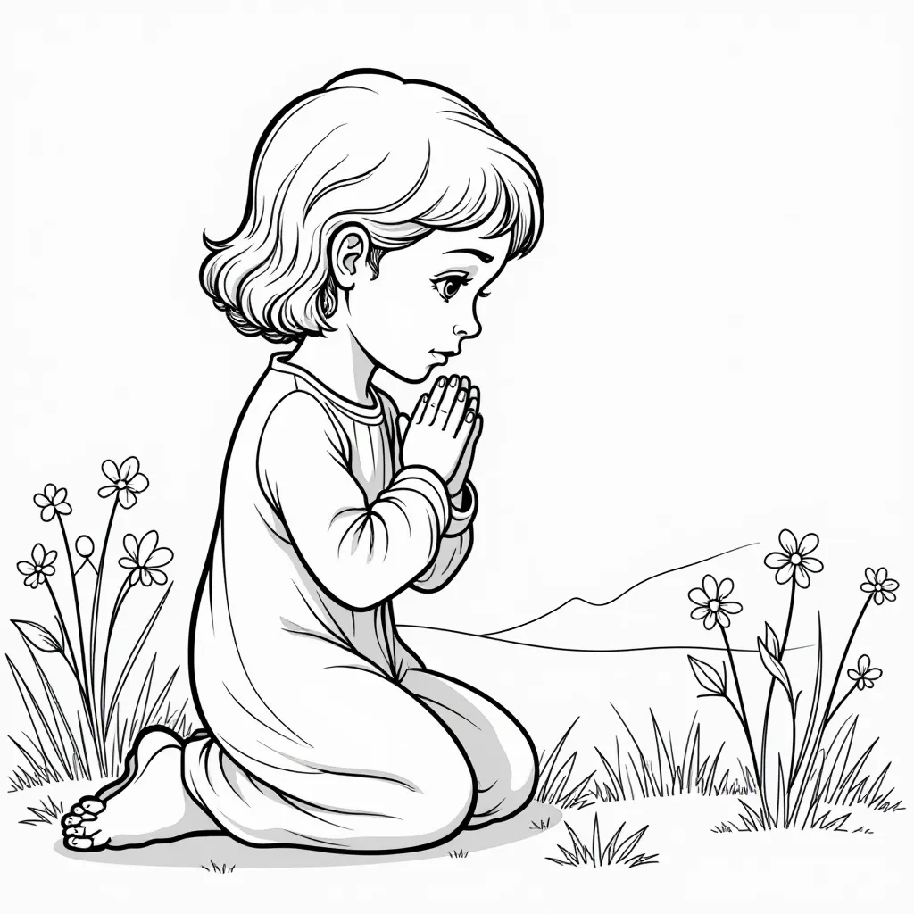 Precious Moments Praying    HD صفحات التلوين