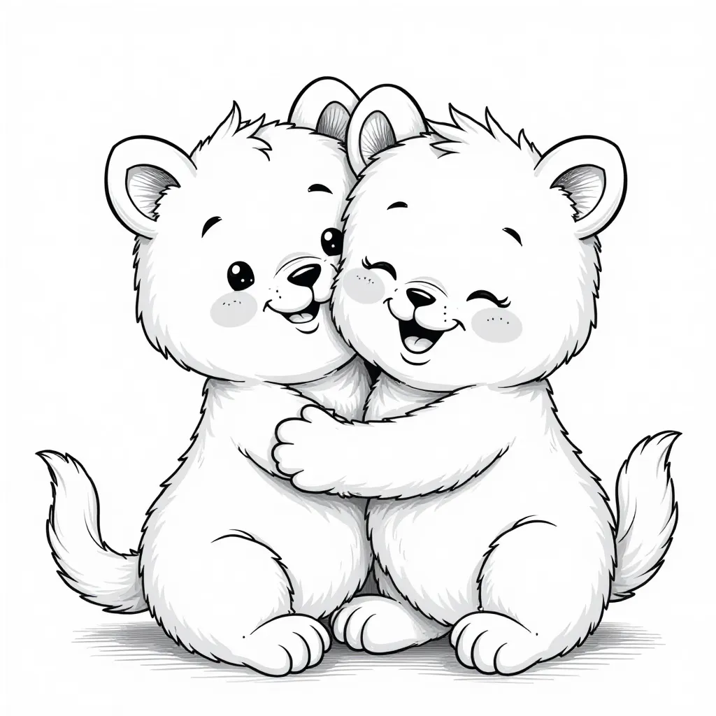 Smiling Critters Giving Hugs HD صفحات التلوين