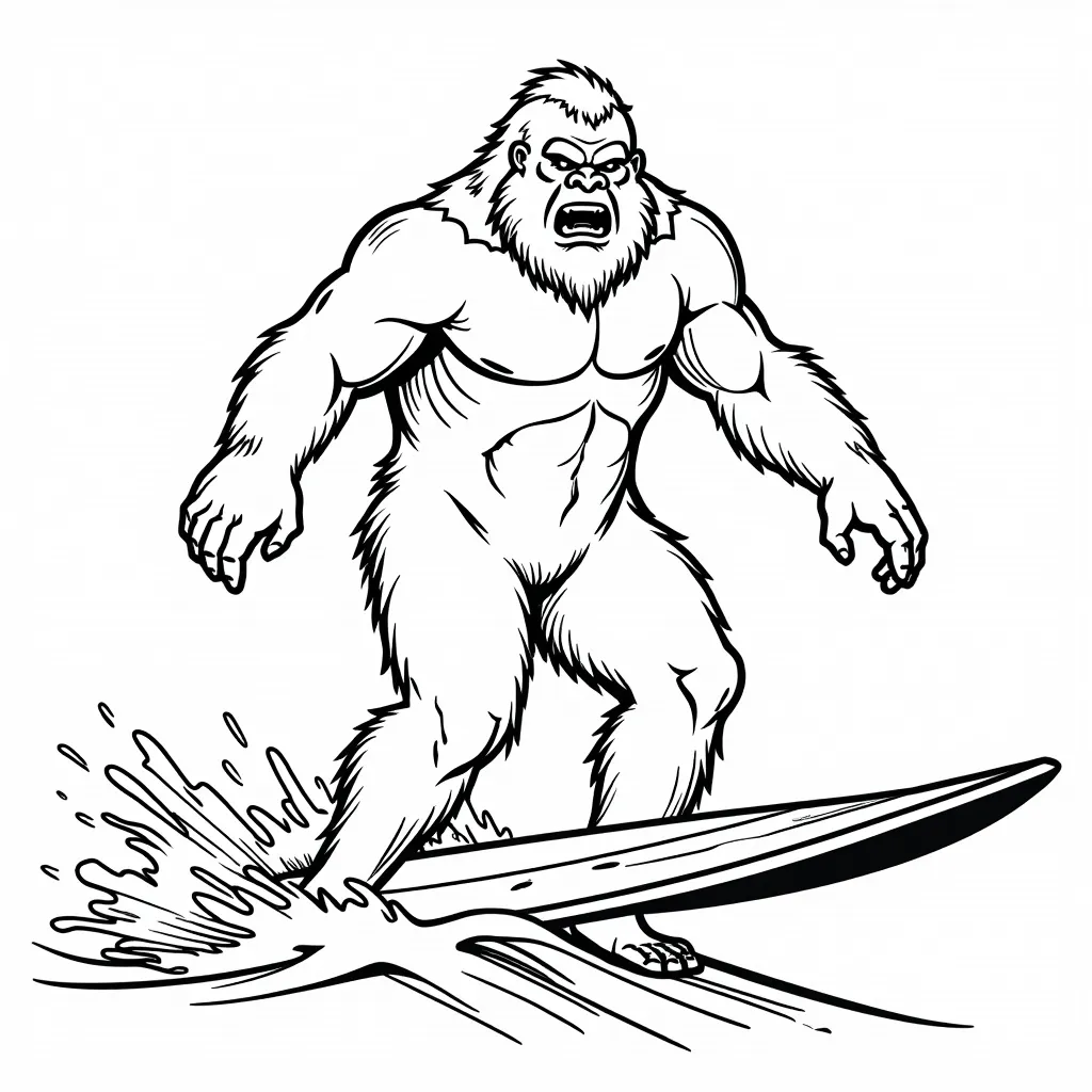 bigfoot surfing coloring pages