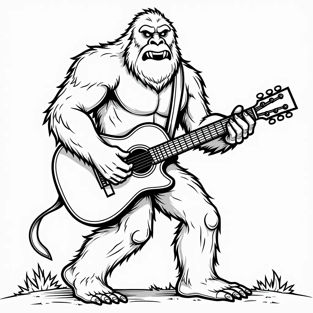 bigfoot playing guitar coloring pages