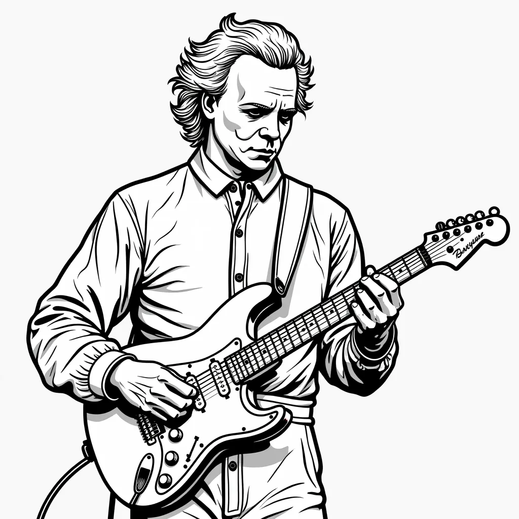 michael myers from hallowwen playing guitar coloring pages