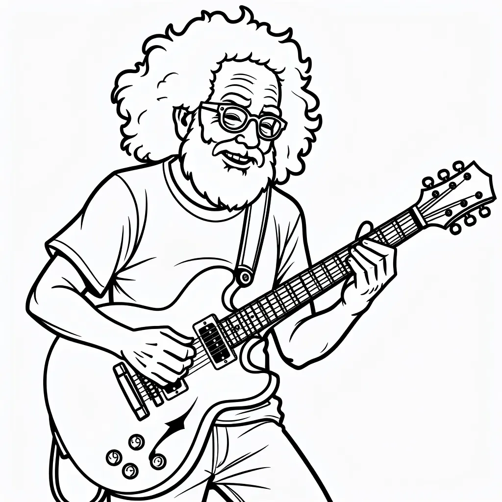 jerry garcia playing guitar coloring pages