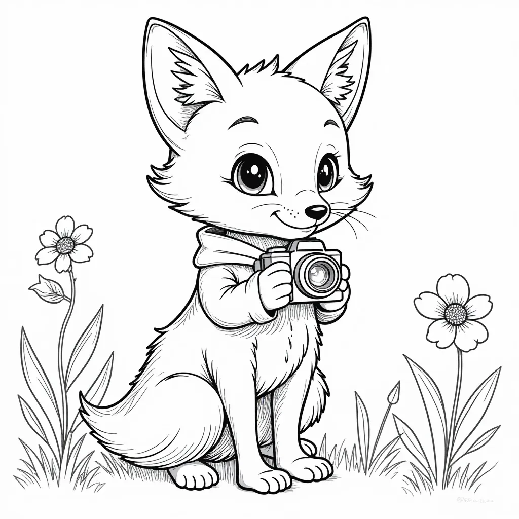 fox photographer wearing clothes while snapping pictures of flowers صفحات التلوين