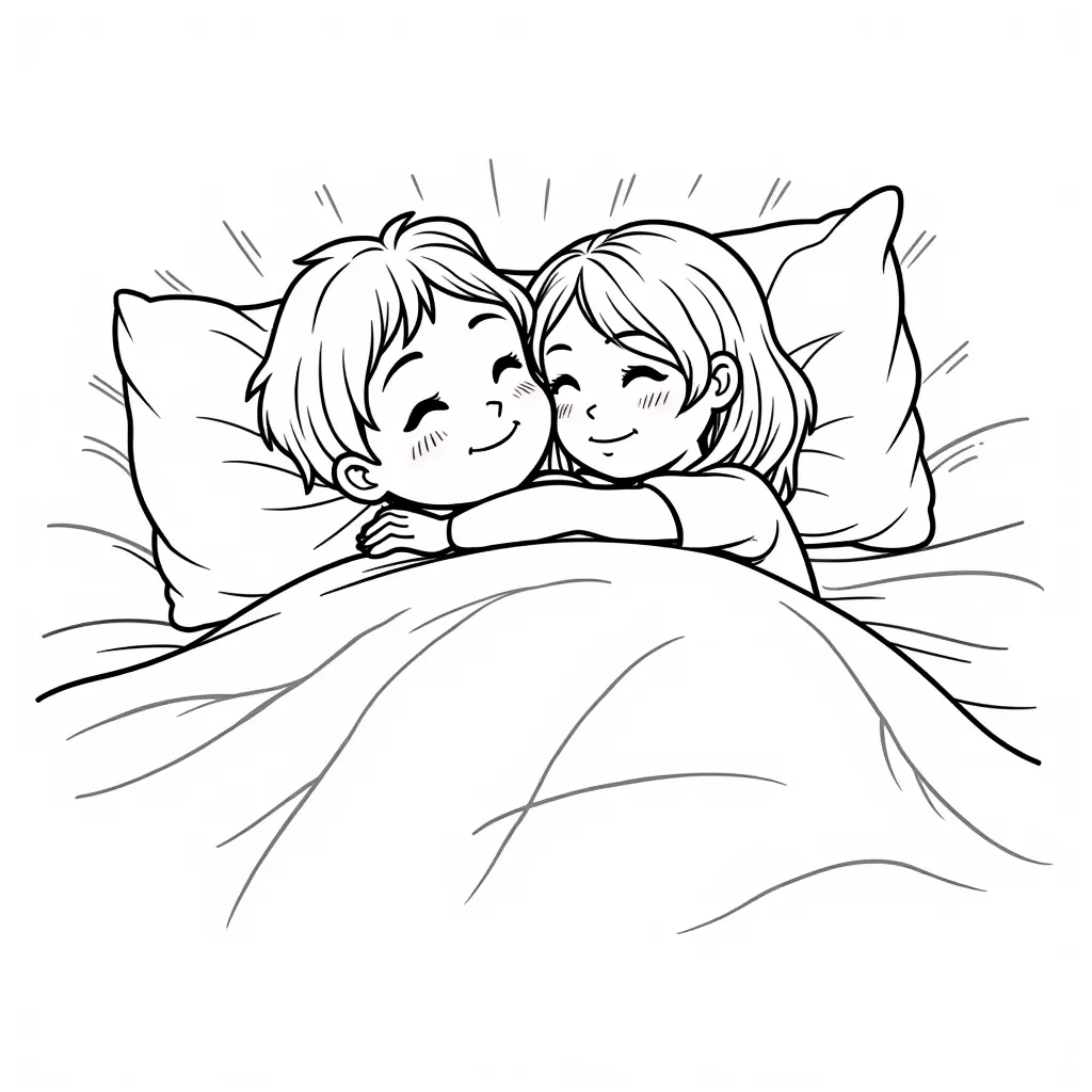 Being intimate in bed coloring pages