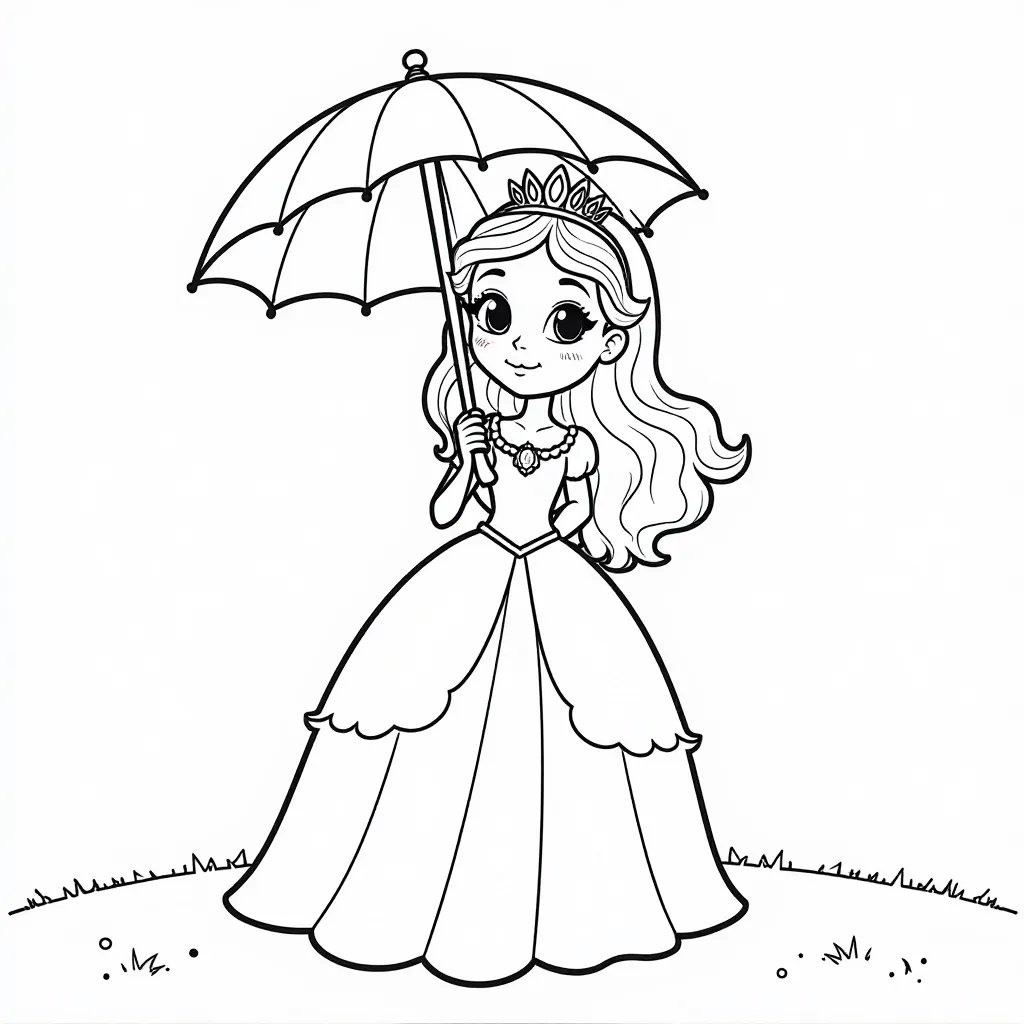 تحمل الأميرة مظلة في يوم ممطر.