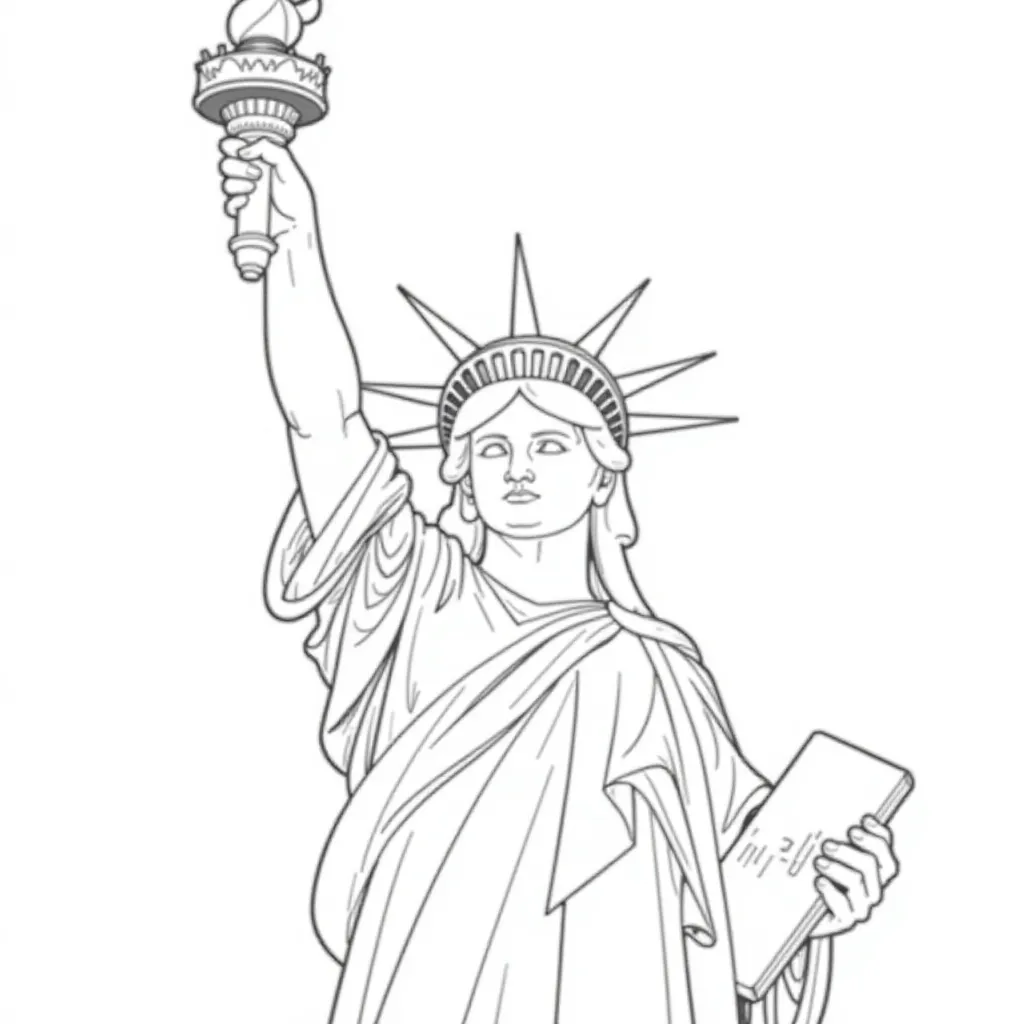 Statue of Liberty Holding Torch صفحات التلوين