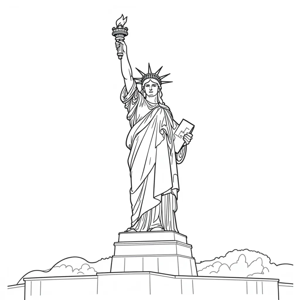 Statue of Liberty at Sunset صفحات التلوين