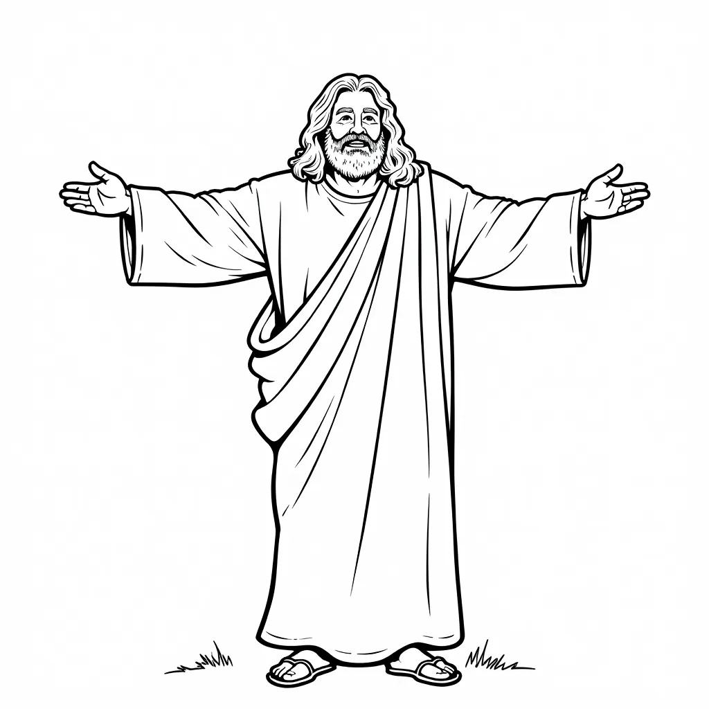 jerry garcia posing as jesus with arms open wide coloring pages