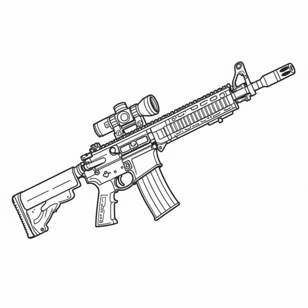 rifle AR15 صفحات التلوين