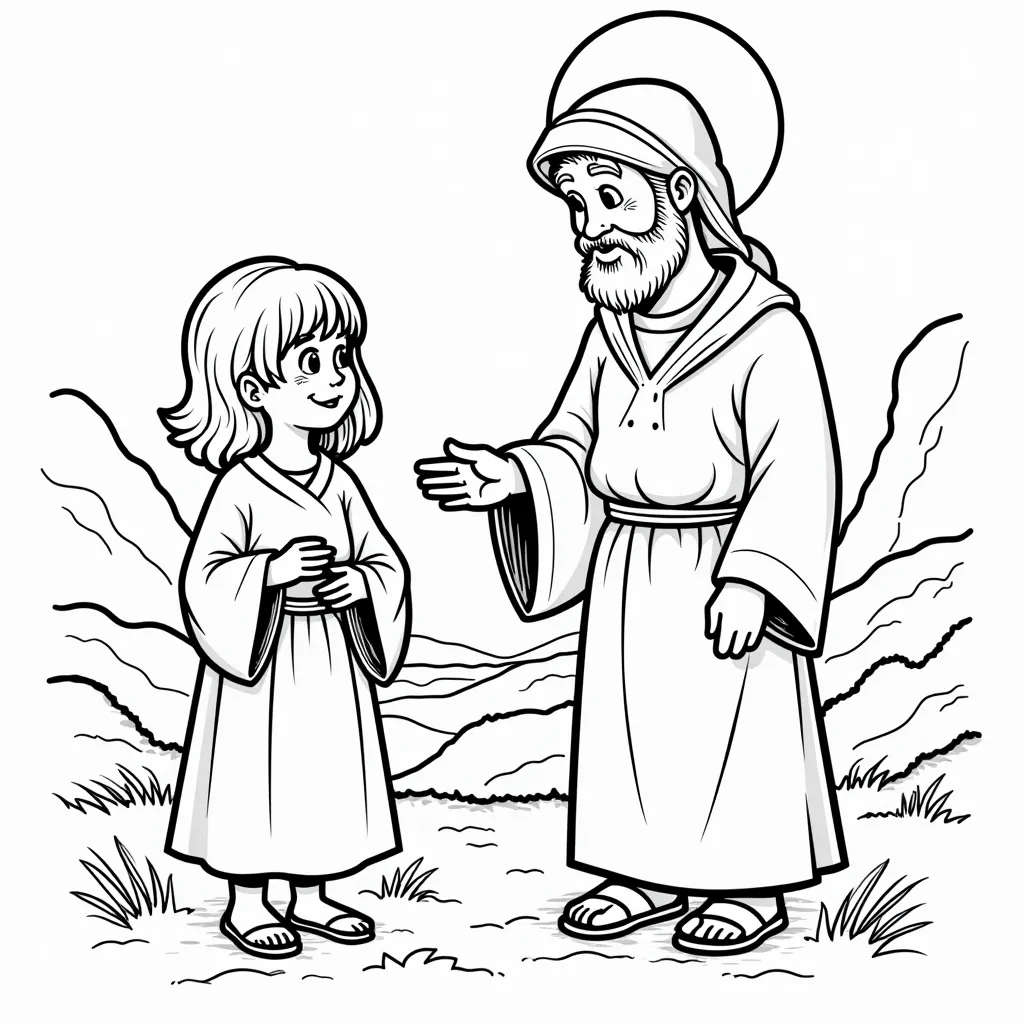 A child and his grandfather coloring pages