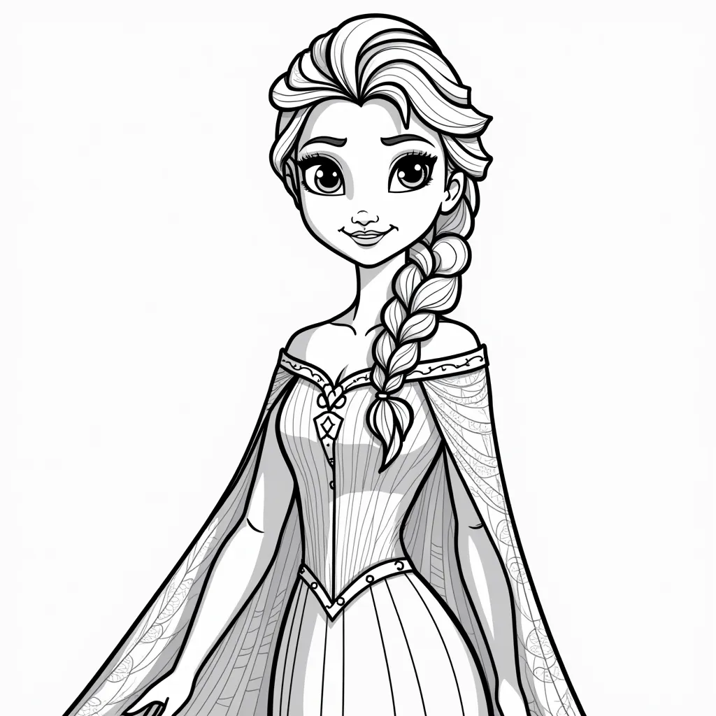 Elsa with colorful clothes coloring pages