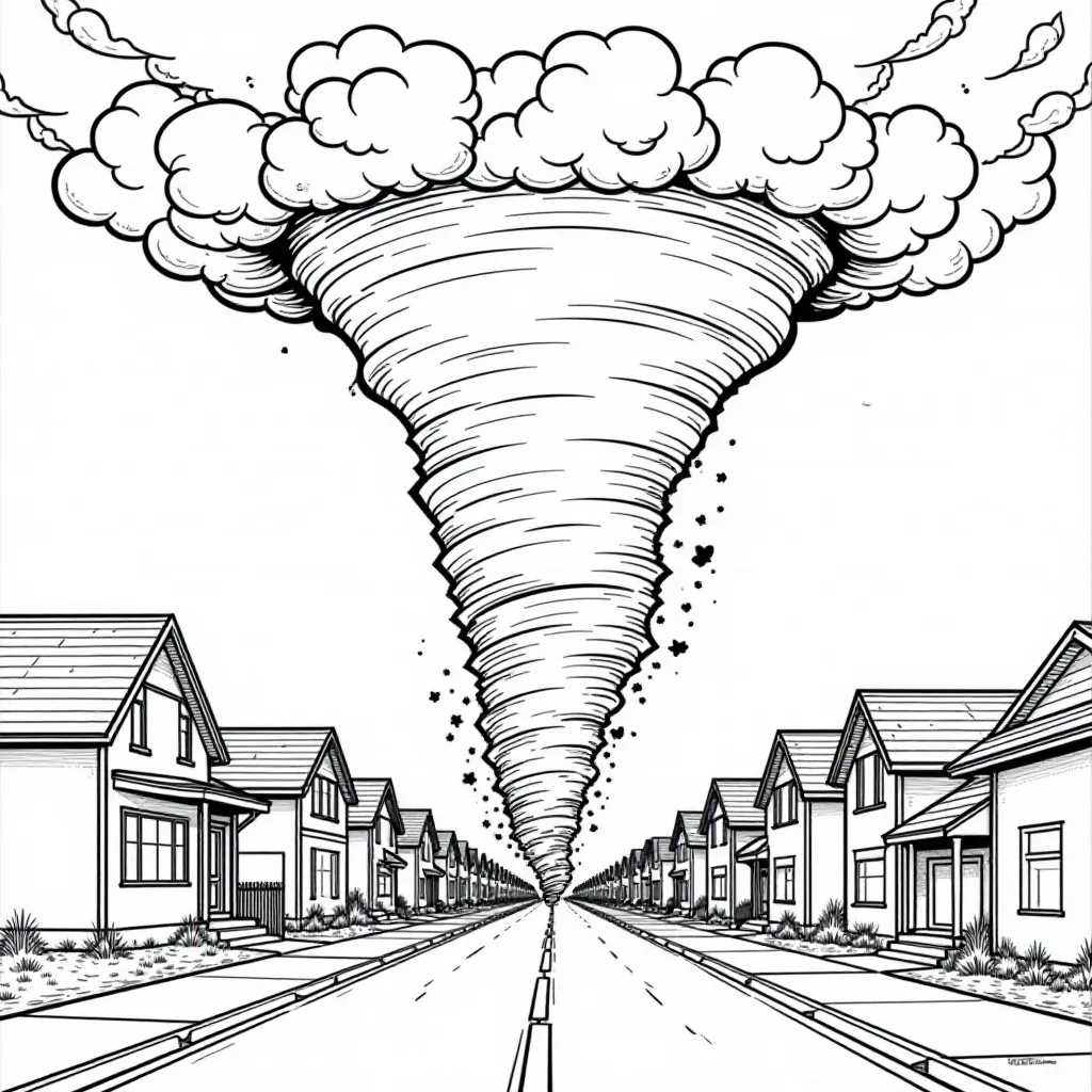 tornado with street صفحات التلوين