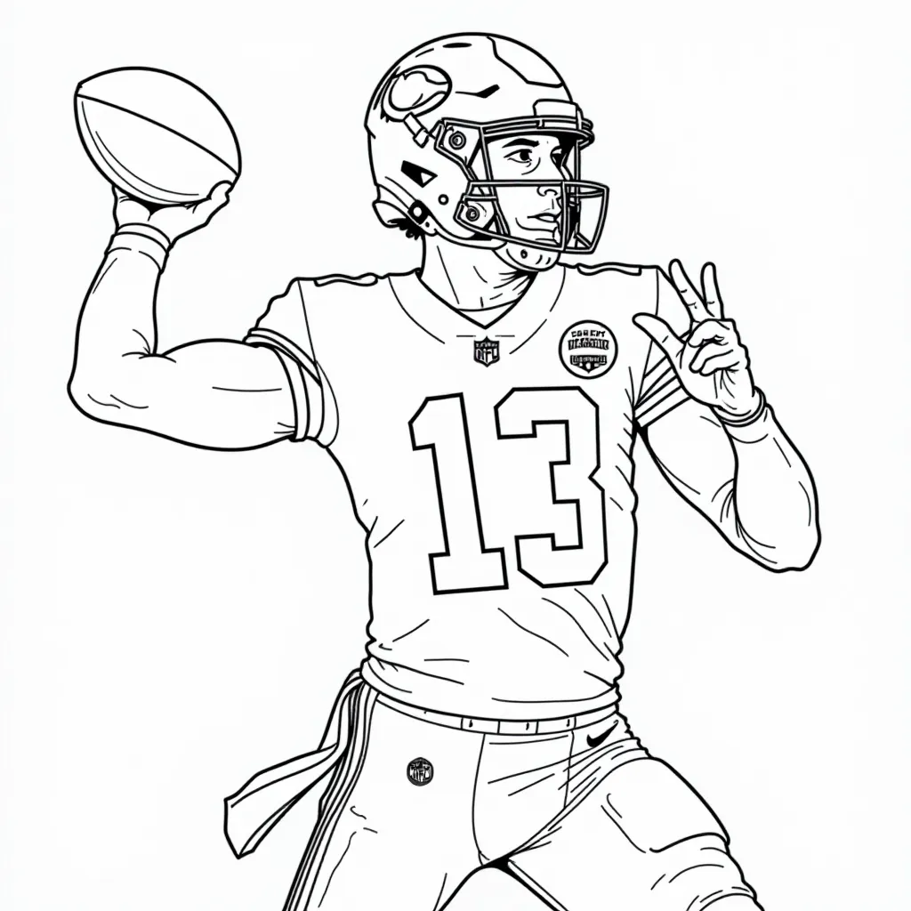 Patrick Mahomes Throwing a Football صفحات التلوين