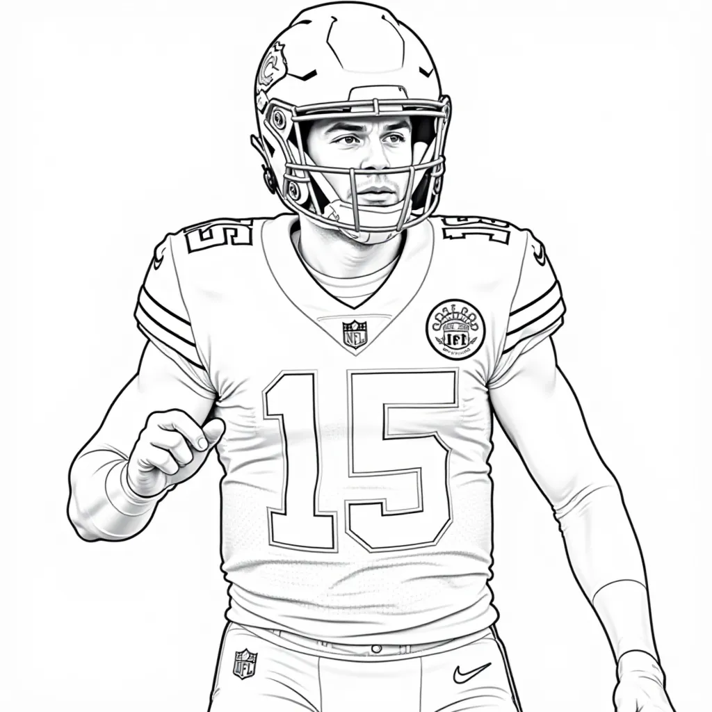Patrick Mahomes Kansas City Chiefs Uniform  صفحات التلوين