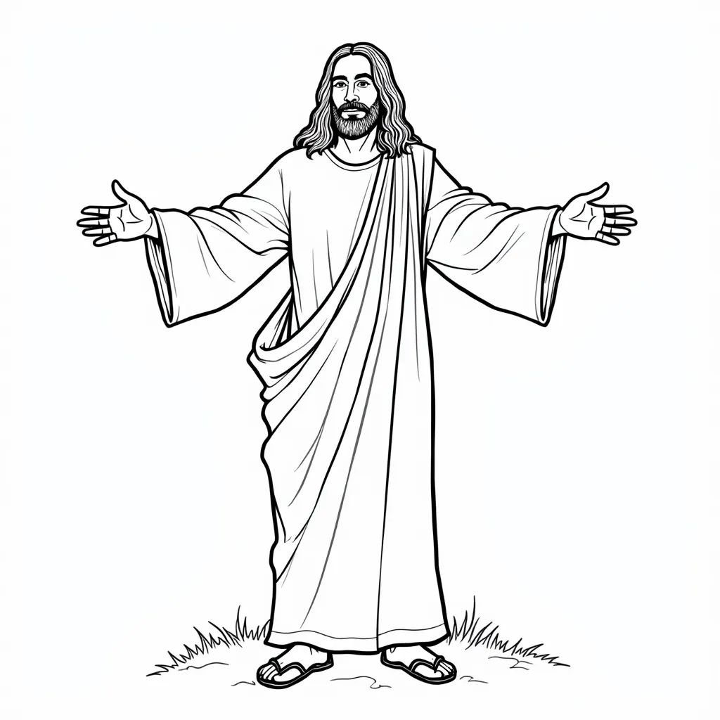 geddy lee posing as jesus with arms open wide coloring pages