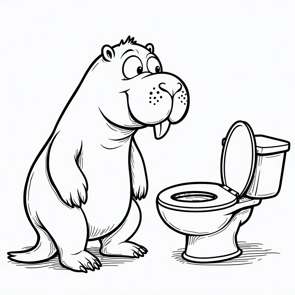 A walrus crossed with a camel going to the toilet coloring pages