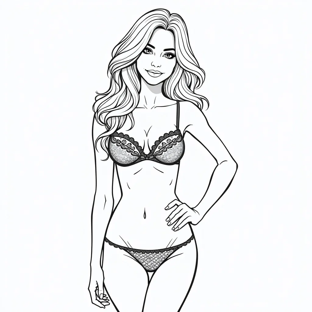 petite beauitful woman with lacey lingerie coloring pages