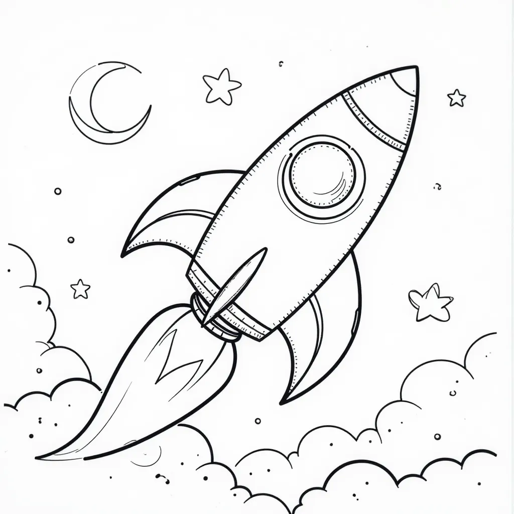 rocket ship  صفحات التلوين