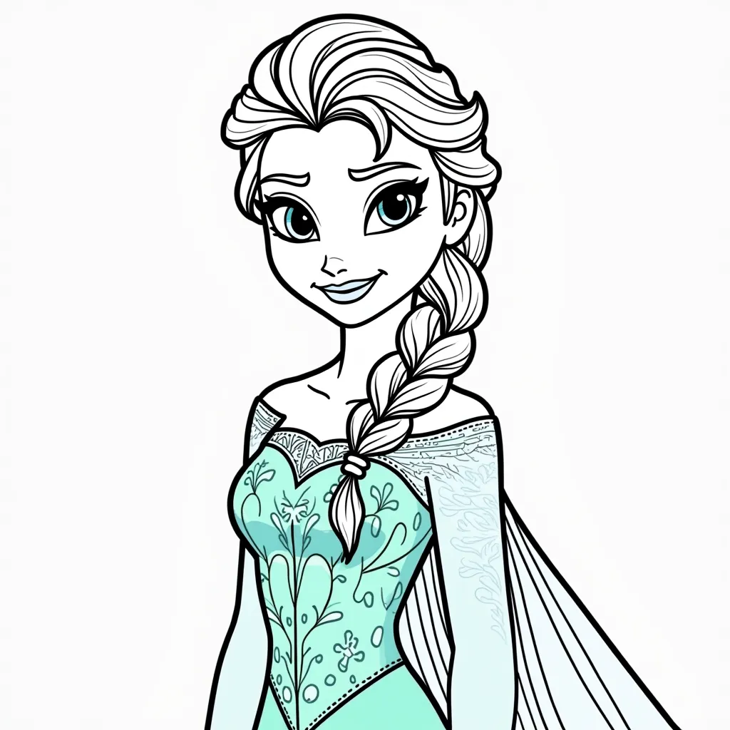 Elsa with colorful clothes coloring pages