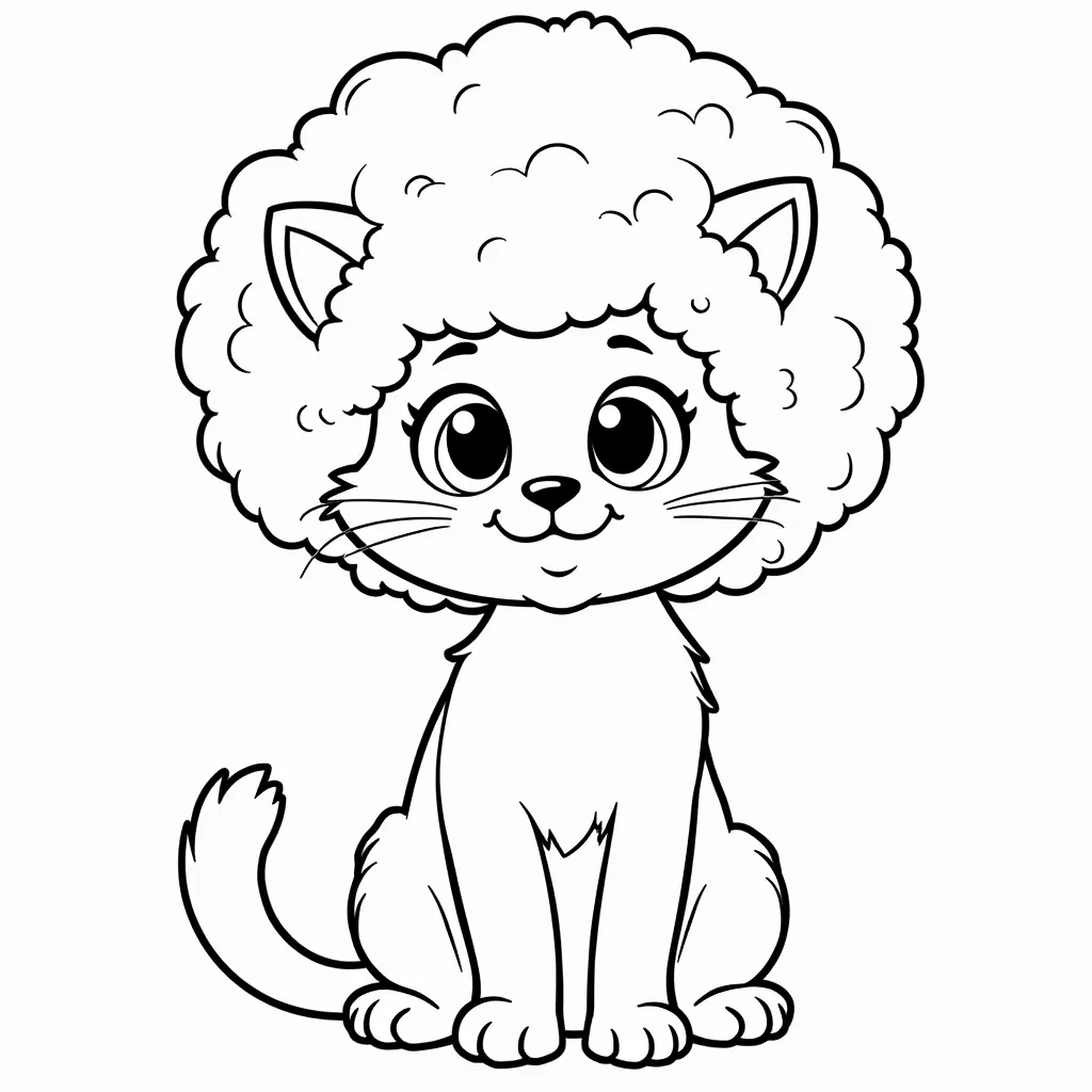 cat with a big afro coloring pages